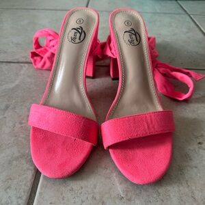 Trary Bright Pink Women's Heeled Sandals